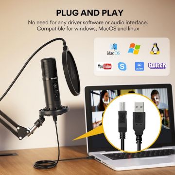 Maono AU-PM422 Podcast Conderser USB Microphone Bundle