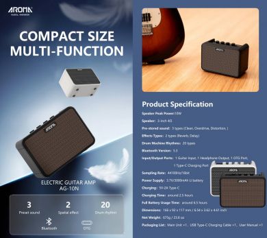 Aroma AG-10N ladattava kitaravahvistin