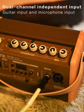 Aroma AG-15AML MINI LIVE kitara ja mikrofoni sisäänmenot