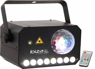 Ibiza Light 3in1 astro, strobe ja laser ominaisuuksilla