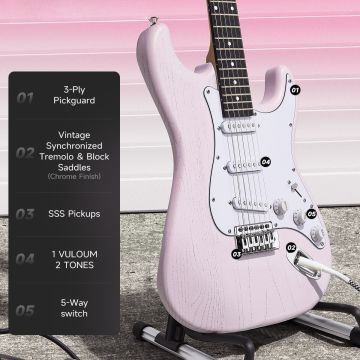 Donner DST-80 sähkökitarapaketti Shell Pink