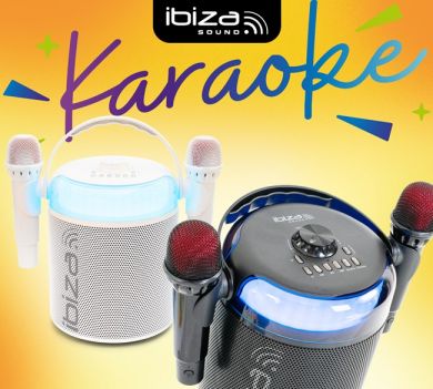 Ibiza Sound KARAHOME Karaokelaite -kaksi langatonta mikrofonia, USB-ladattava