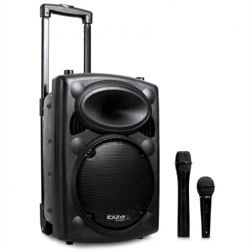 Ibiza Sound PORT8 kannettava akkukäyttöinen 400W aktiivikaiutin+langaton mikki/USB/SD+BT