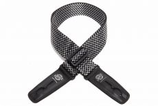 Lock-It Strap Silver Checker lukkiutuva kitarahihna musta/hopearuutu