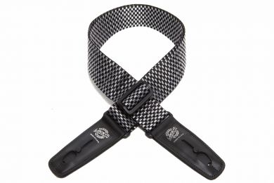 Lock-It Strap Silver Checker lukkiutuva kitarahihna musta/hopearuutu