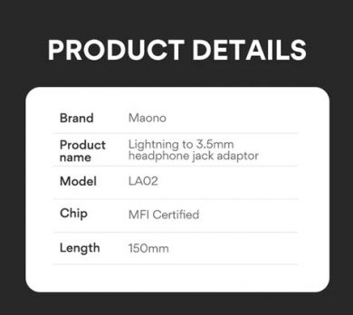 Maono LA02 Lightning - 3.5MM adapteri