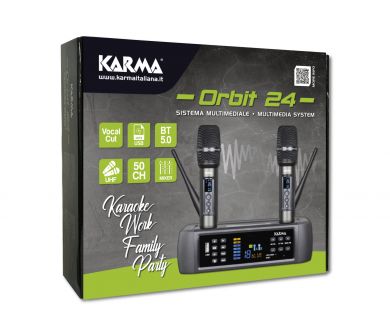 Karma Orbit24 karaokemikseri ja kaksi langatonta mikrofonia