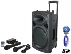 Ibiza Sound PORT10 kannettava akkukäyttöinen 500W aktiivikaiutin+langaton mikki/USB/SD+BT