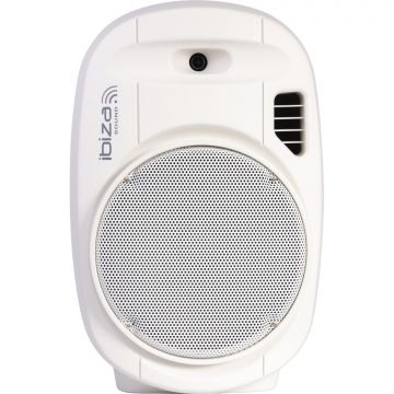 Ibiza Sound PORT12MKII WH kannettava akkukäyttöinen 700W aktiivikaiutin+ kaksi langatonta mikkiä/USB/SD+BT  