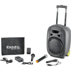 Ibiza Sound PORT8 MKII TWS kannettava akkukäyttöinen kaiutin ja kaksi mikrofonia