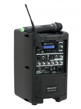 Omnitronic WAMS-85BT kannettava PA- langattomalla mikrofonilla ja ladattavalla akulla